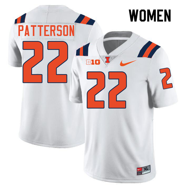 Women #22 Kaleb Patterson Illinois Fighting Illini College Football Jerseys Stitched-White